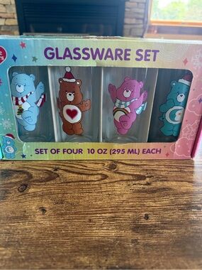 Care Bears Glassware Set with Blue, Brown, Pink, Teal Bears